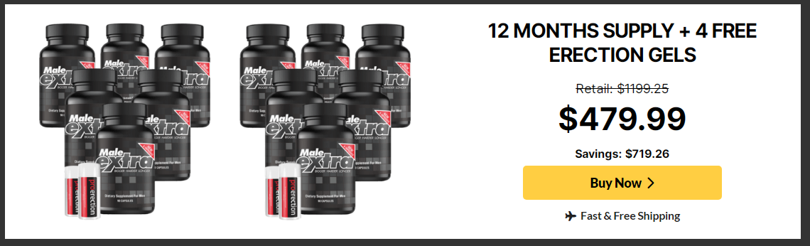 Male Extra 12 MONTHS SUPPLY + 4 FREE ERECTION GELS